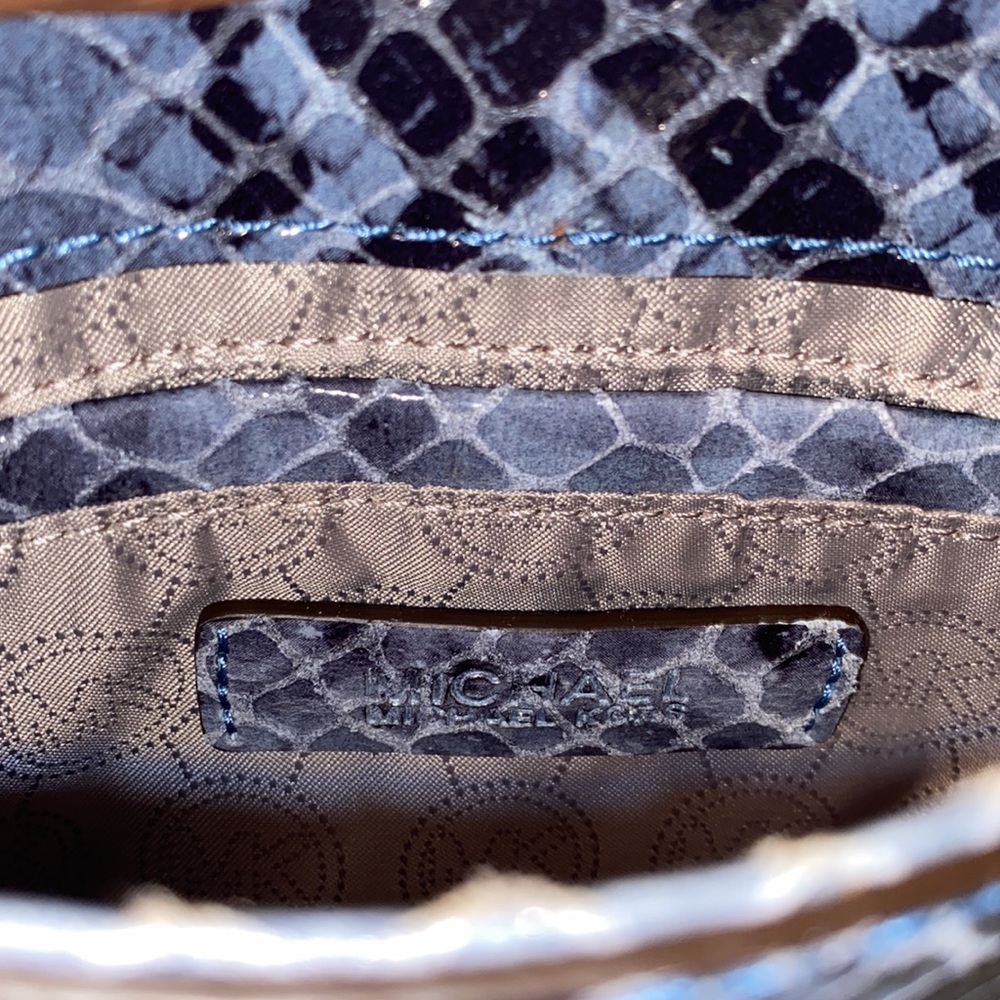 Michael Kors Fulton Blue Python Print Leather Cro… - image 6